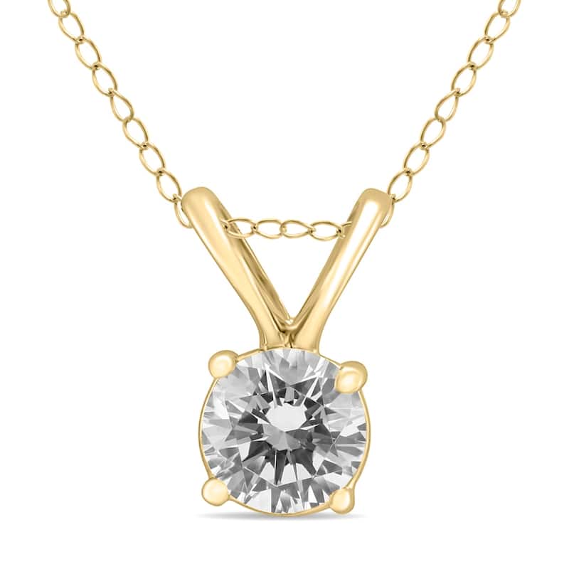 Marquee 1/3 Carat Round Diamond Solitaire Pendant in 14K Yellow Gold