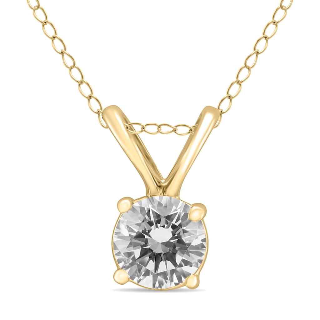Marquee 1/3 Carat Round Diamond Solitaire Pendant in 14K Yellow Gold