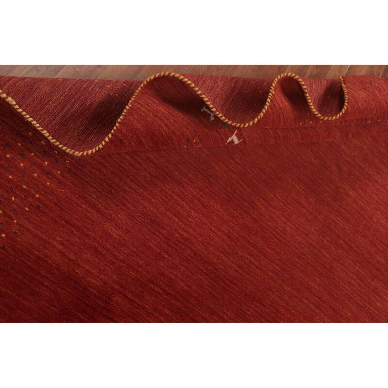 Gabbeh Area Rug Hand-Knotted Stripe Wool Carpet - 6'7"x 9'8"