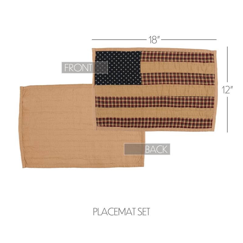 Patriotic Patch Placemat Quilted Set of 6 12x18 - Placemat 12x18