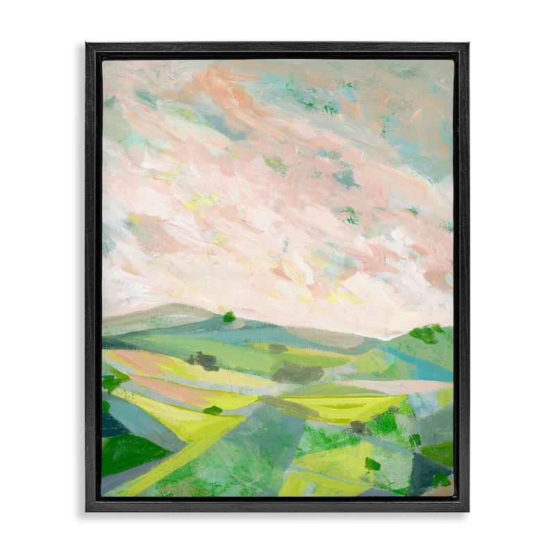 Stupell Vibrant Green Hills Landscape Framed Floater Canvas Wall Art Design By Ashley Davis - 25 x 31 - Black