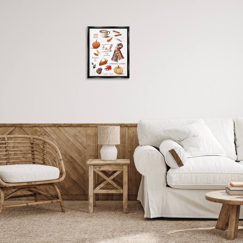 Stupell Favorite Autumn Things Framed Floater Canvas Wall Art Design By Elizabeth Tyndall