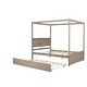 preview thumbnail 4 of 25, Wood Canopy Bed with Pull Out Trundle Bed, Full Size Canopy Platform Bed with Headboard and Footboard - No Box Spring Needed