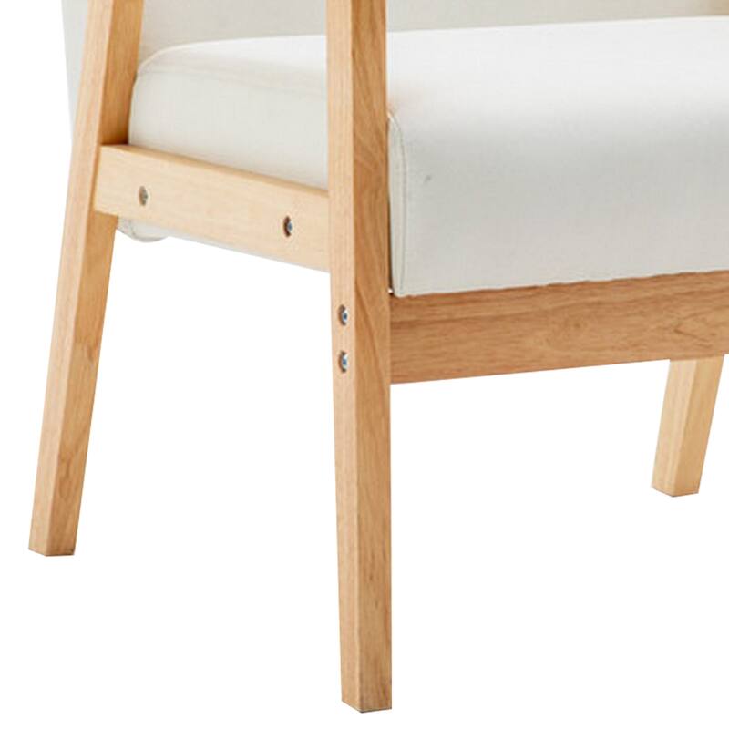 Gala Modern Chair and Coffee Table Set, Padded Seating, Beige Fabric, Wood