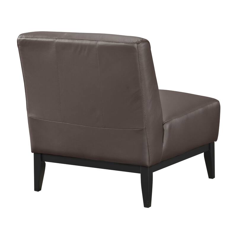 Hayes 28.5" Leather Accent Chair - Black Finish Solid Wood Legs