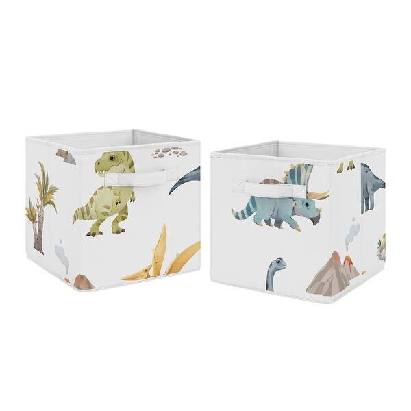 slide 2 of 4, Sweet Jojo Designs Watercolor Dinosaur Dino Boy Foldable Fabric Storage Bins - Blue & Green, Modern Dinosaurs, Jurassic, Nature