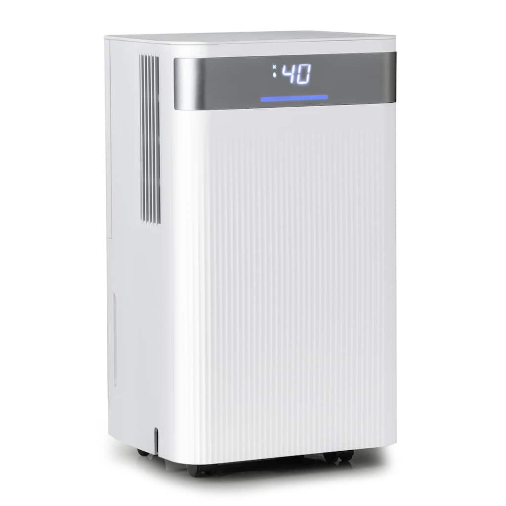 White Copper ABS Dehumidifier 32 Pints with LED Panel and Auto Drain Hose - 10" x 8.5" x 17.5"