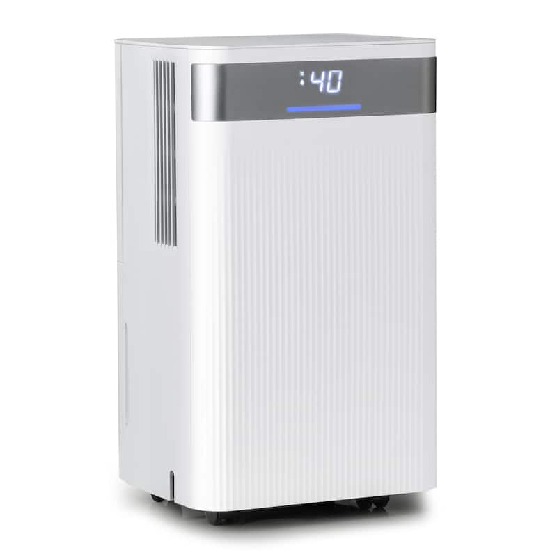 White Copper ABS Dehumidifier 32 Pints with LED Panel and Auto Drain Hose - 10" x 8.5" x 17.5" - White