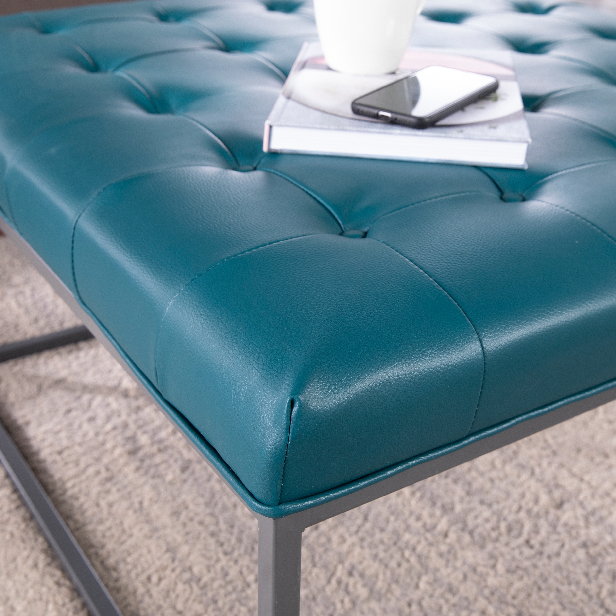 Strick & bolton healy leather tufted ottoman hotsell