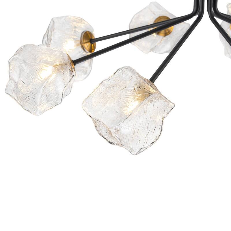 Black and Gold Clear Rock Glass Sputnik Chandelier