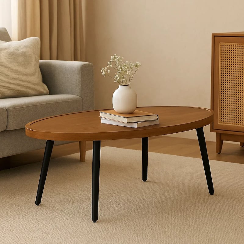 Izon Outdoor Cocktail Coffee Table, Modern 48 Inch Black Brown Metal