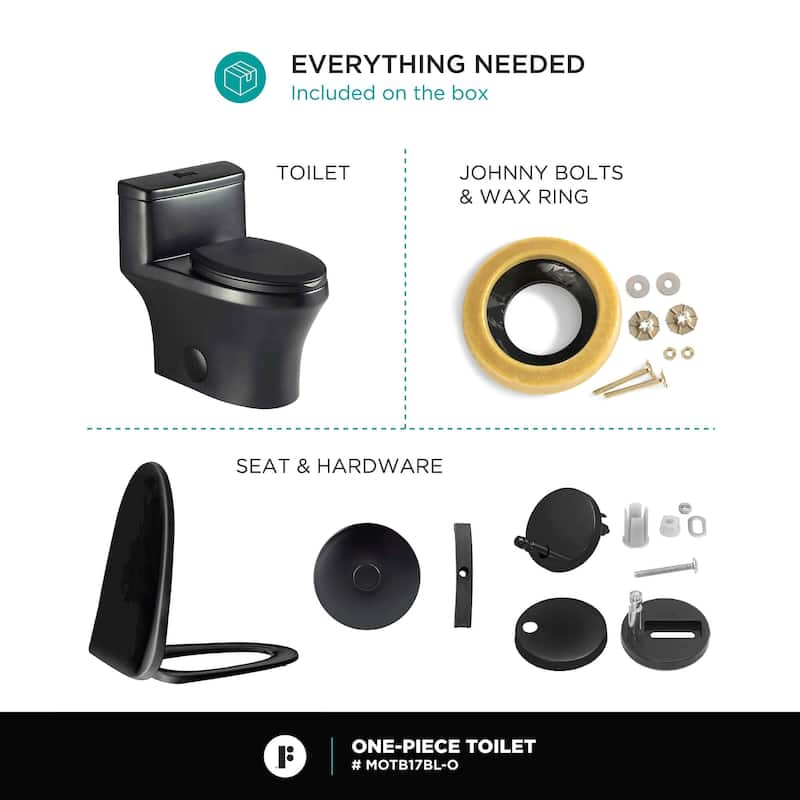 Fine Fixtures Dual-Flush One-Piece Toilet With High-Efficiency Flush, 12" Rough-in, Elongated bowl