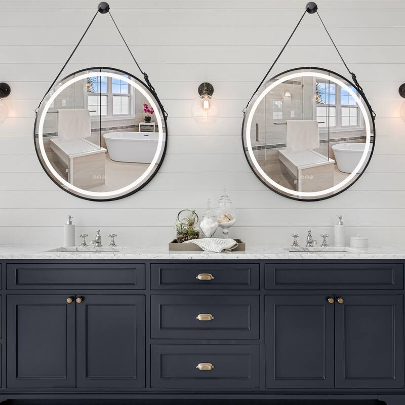 Smart Round LED Bathroom Mirror Light Frame Defogger Dimmable 3 Color