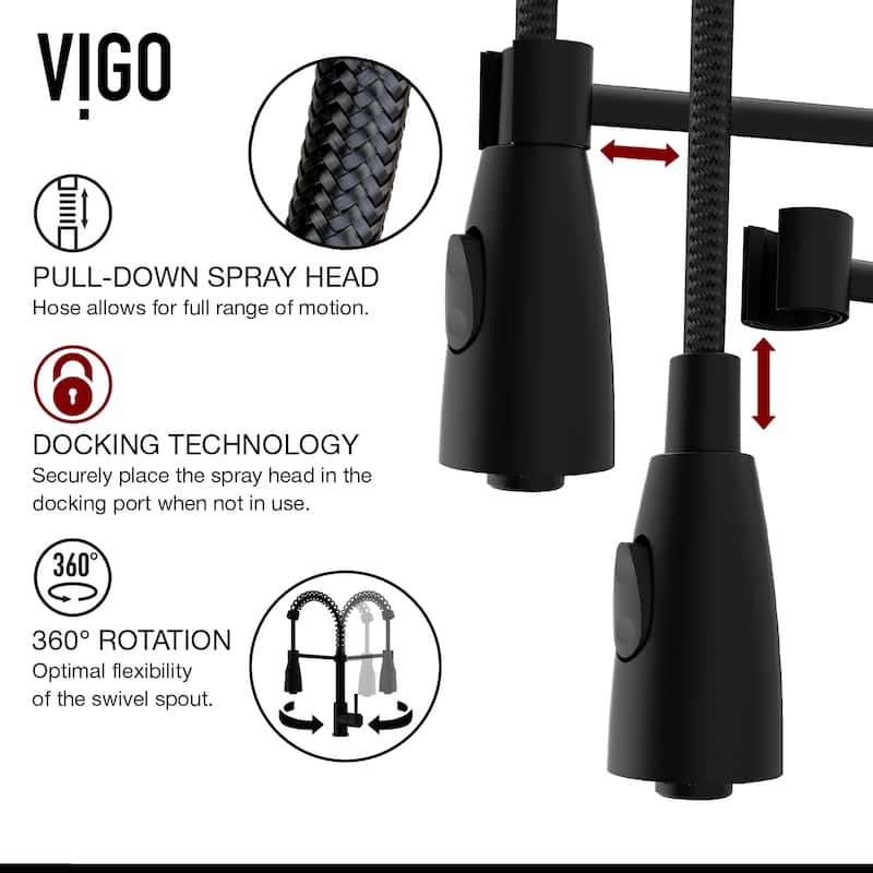 VIGO Brant 19" H Single Handle Pull-Down Sprayer Kitchen Faucet
