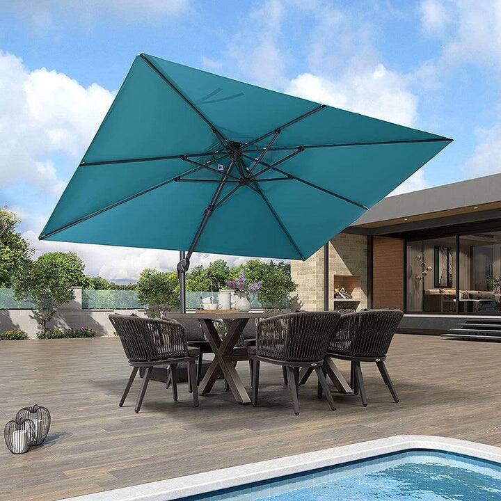 PURPLE LEAF Premium Rectangular Patio Cantilever Umbrellas with Tilt-and-Crank with Base