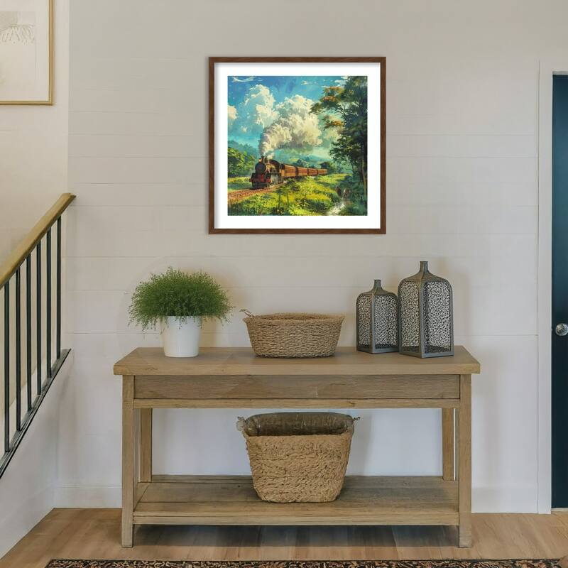 Train Steam Engine by Tradelink inhouse artist Wood Framed Wall Art Print