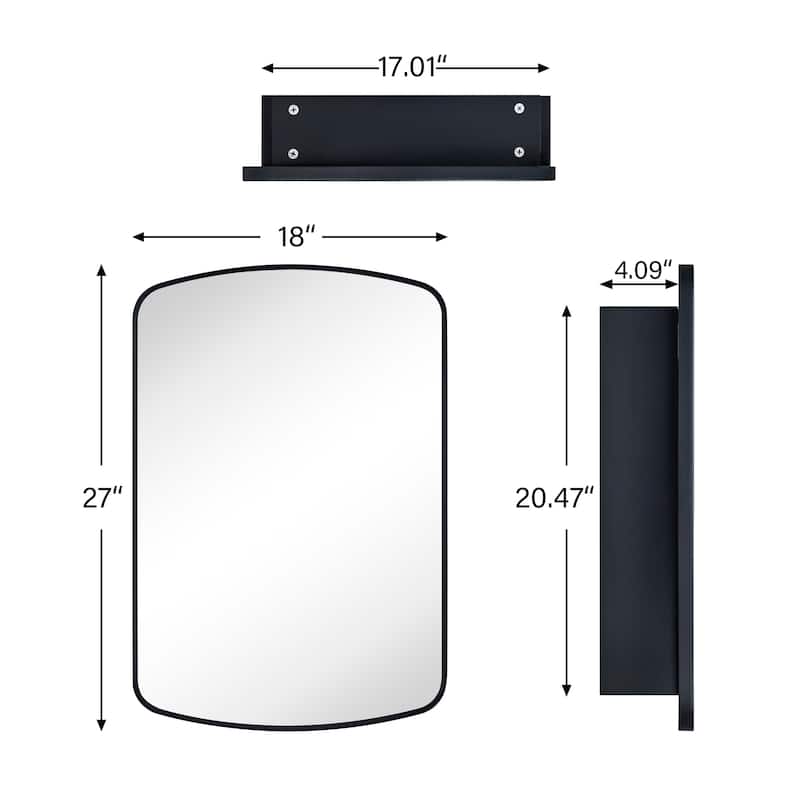TEHOME Rosia Surface and Recessed Mount Metal Framed Medicine Cabinet with Mirror