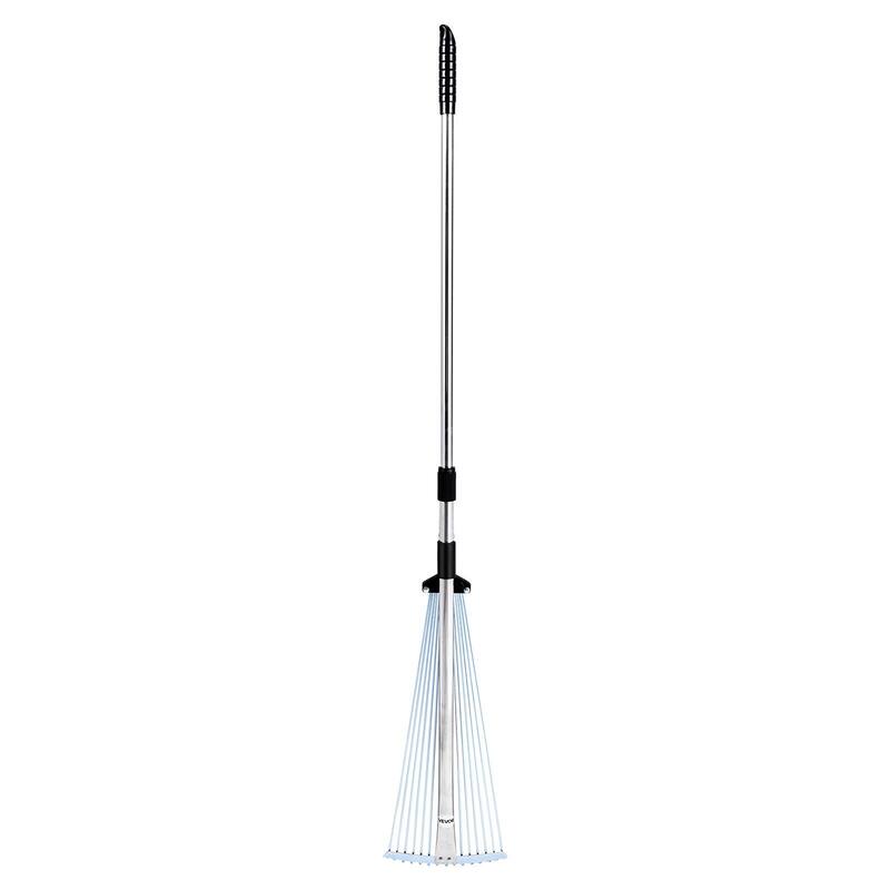 Stainless Steel Leaf Rake with 15 Metal Tines for Lawn - 62.99 x 22.44 x 2.17 in