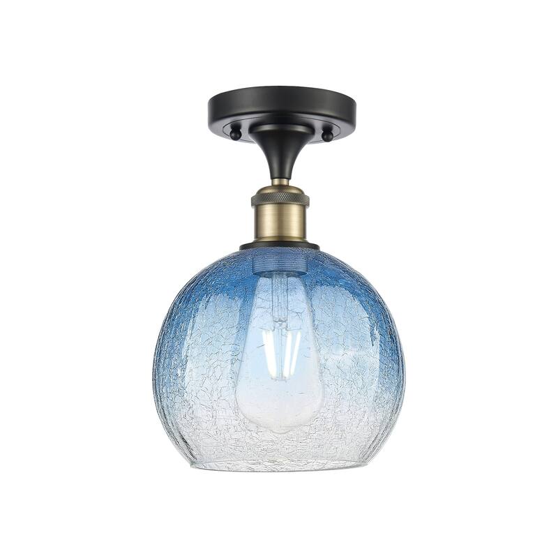 Innovations Lighting 516-1C-11-8 Brookhaven Globe Semi-Flush - Black Antique Brass / Sapphire Blue