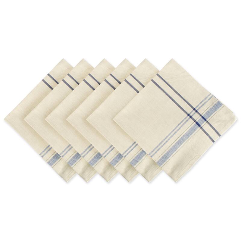 Design Imports Black French Stripe Napkin Set (Set of 6) - Nautical Blue