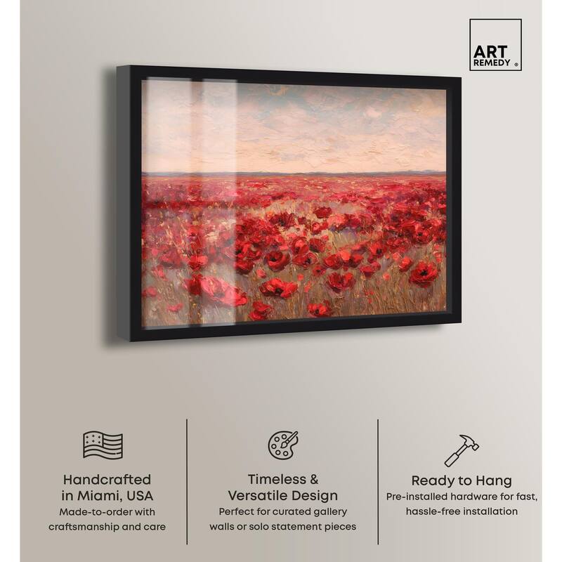 Sea of Red Poppies I Shadowbox by Art Remedy