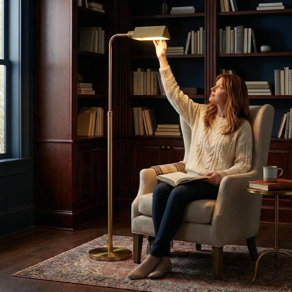 Sinetra Modern Brass Dome Floor Lamp with Rattan Wrapped Stem