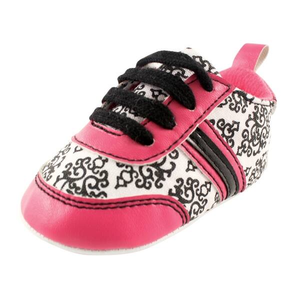 slide 1 of 1, Yoga Sprout Baby Girl Sneakers, Damask 0-6 Months - Damask