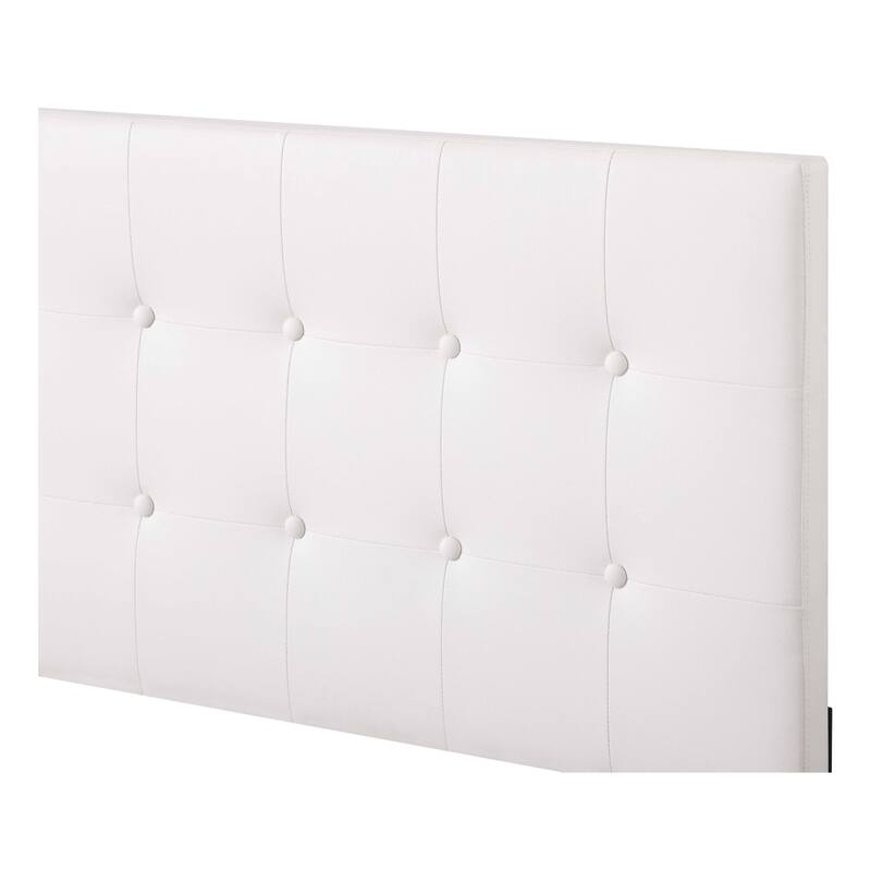 Faux Leather Button Tufted Full Panel Bed - 78" - White