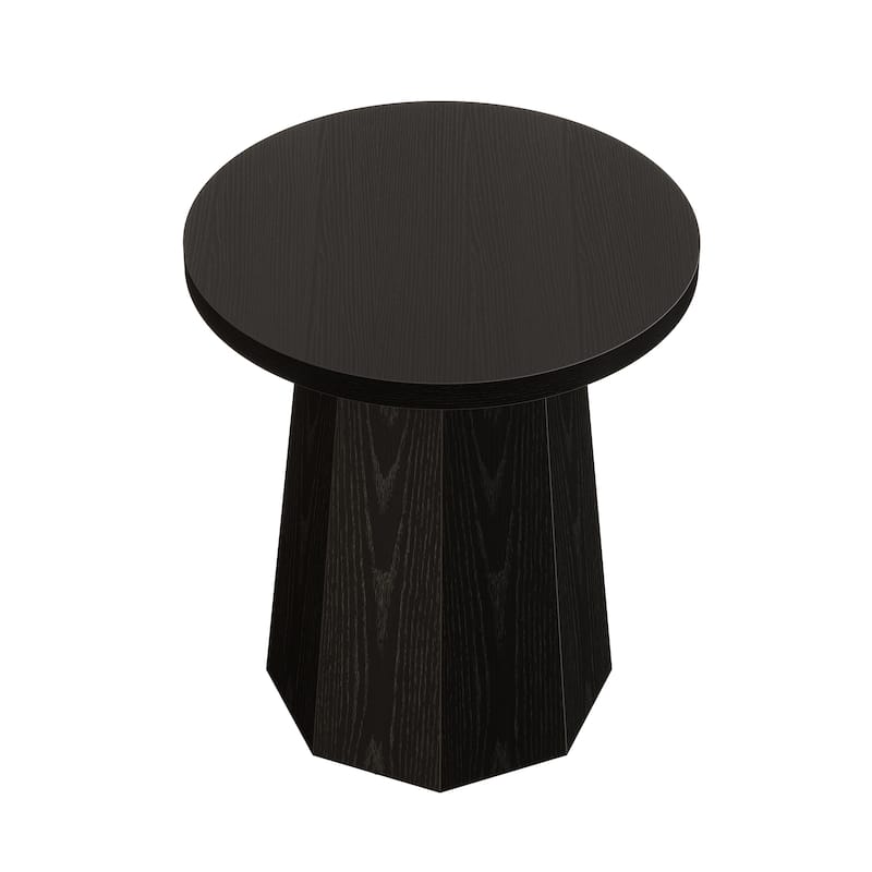 Round End Table, Wooden Couch Side Table, Nightstand Accent Furniture for Living Room, Bedroom