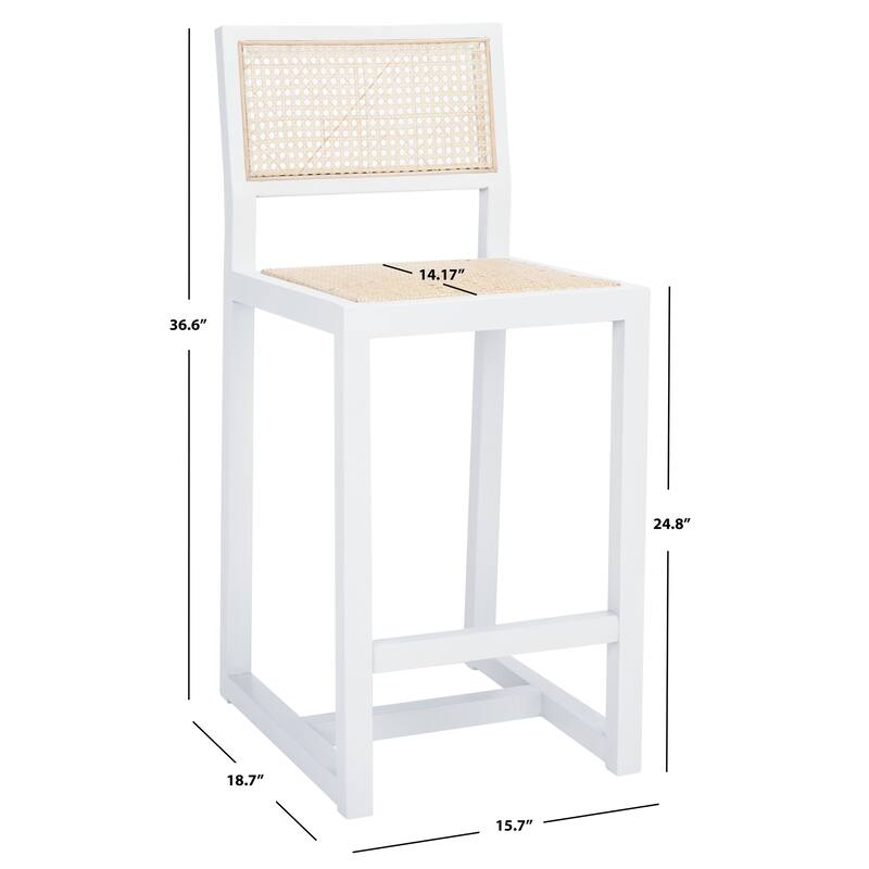 SAFAVIEH Dossie Rattan Counter Stool - 16" W x 19" D x 37" H - 16Wx19Dx37H
