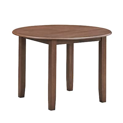 Round Wooden Dining Table in Brown Finish