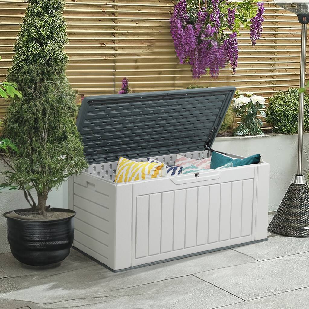 Moasis 160 Gallon Water Resistant Resin Lockable Deck Box