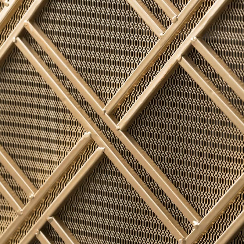 Roomfitters Modern Geometric Fireplace Screen, Single-Panel Design with Stylish Circle Patterns and Durable Mesh