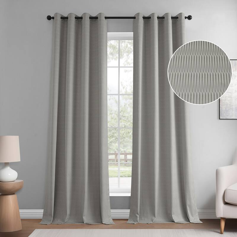 Exclusive Fabrics Lounge Embossed Grommet Velvet Curtains - Room Darkening Curtain for Bedroom & Living Room (1 Panel) - 50 X 84 - Pewter
