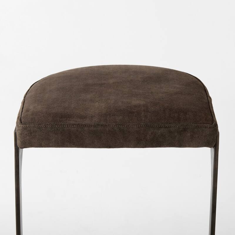 Tyson Black Genuine Leather with Dark Gray Metal Frame Counter Stool