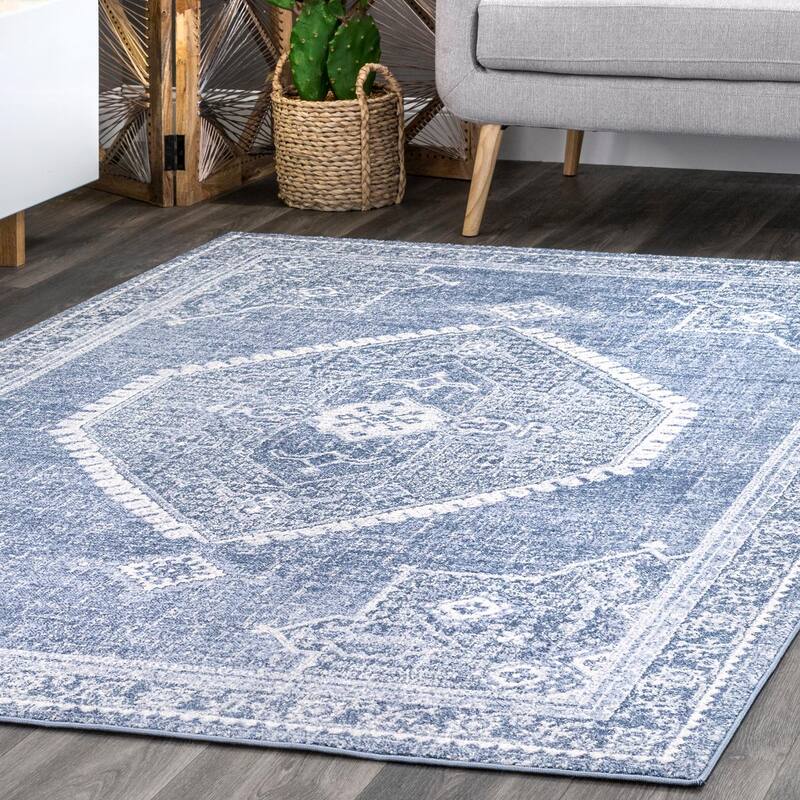 Nuloom Traditional Vintage Medallion Marg Area Rug - 8' x 10' - Blue