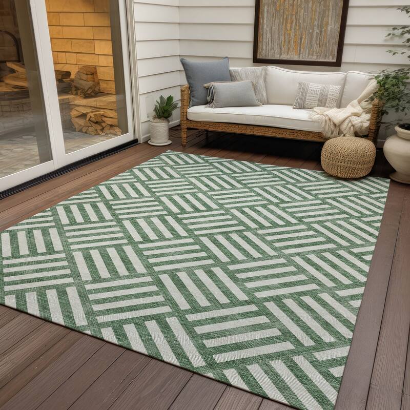 Machine Washable Indoor/ Outdoor Chantille Contemporary Geo Rug