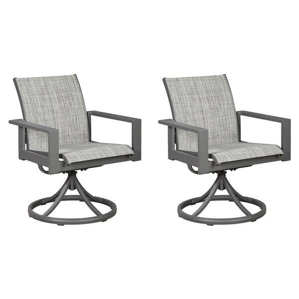Shop Okada Gray Sling Swivel Chair Set Of 2 N A Overstock 30885949
