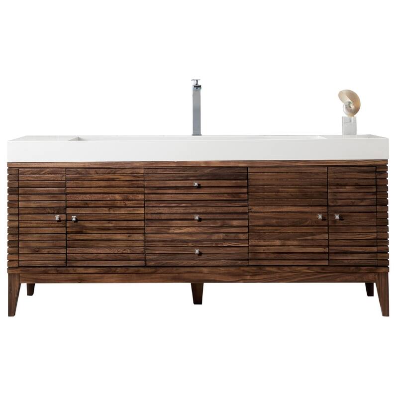 James Martin Vanities Linear 72" Single Vanity, Mid Century Walnut