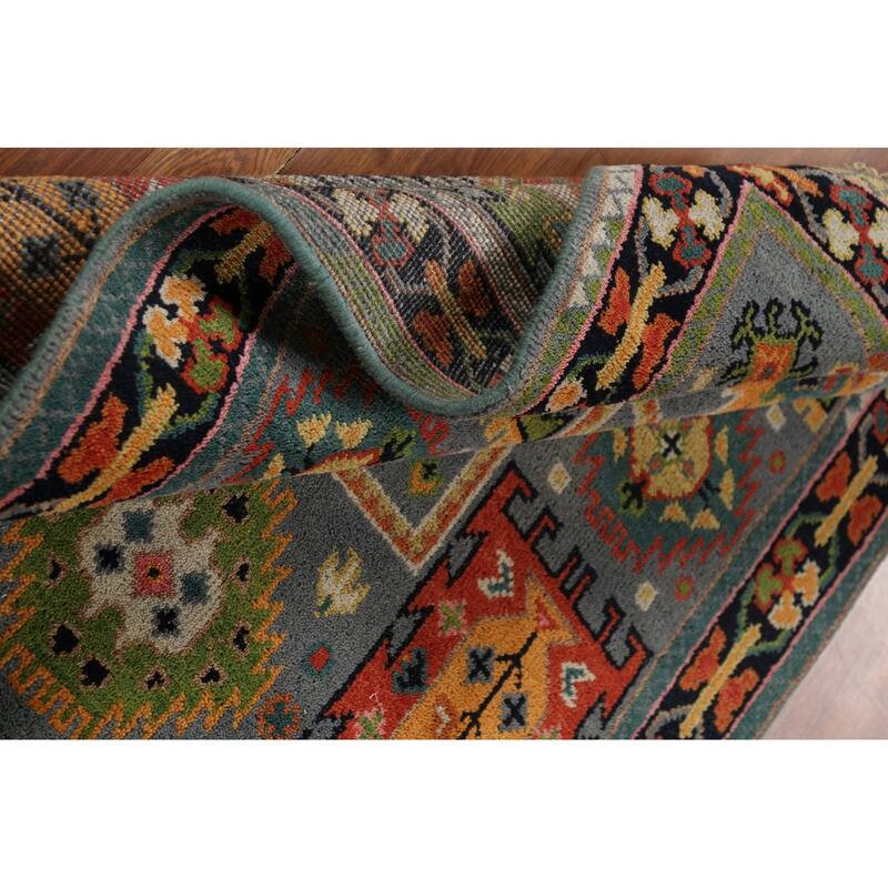 All-Over Geometric Oushak Oriental Area Rug Handmade Wool Carpet - 3'11"x 5'11"