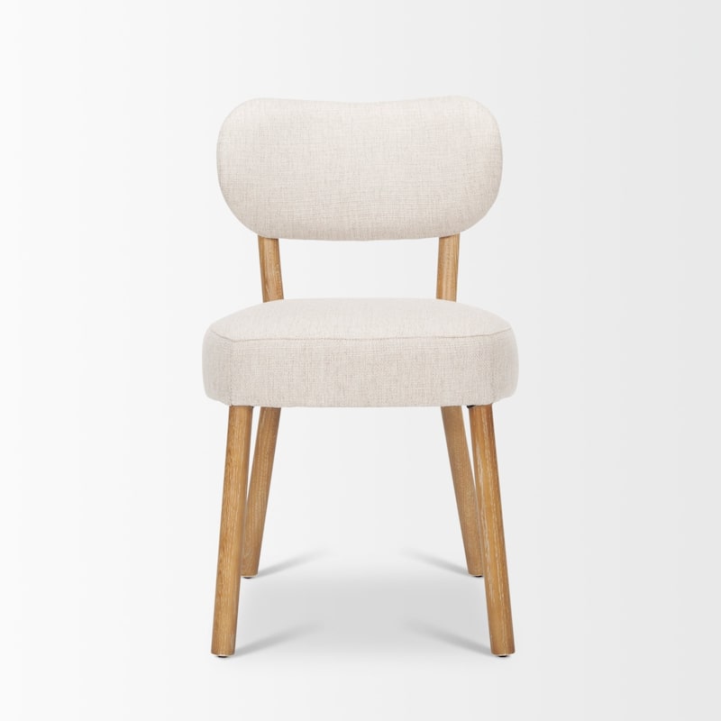 Owen Beige Fabric With Brown Wood Frame Dining Chairs (Set of 2) - 18.5L x 21.5W x 30.8H