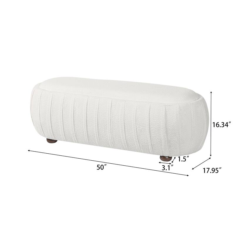 Christopher Knight Home - Curve Modern Upholstered Wooden Ottoman with Oval Design