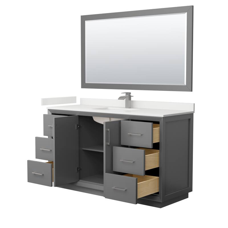 Strada 60-inch Single Vanity, Quartz Top, 58-inch Mirror