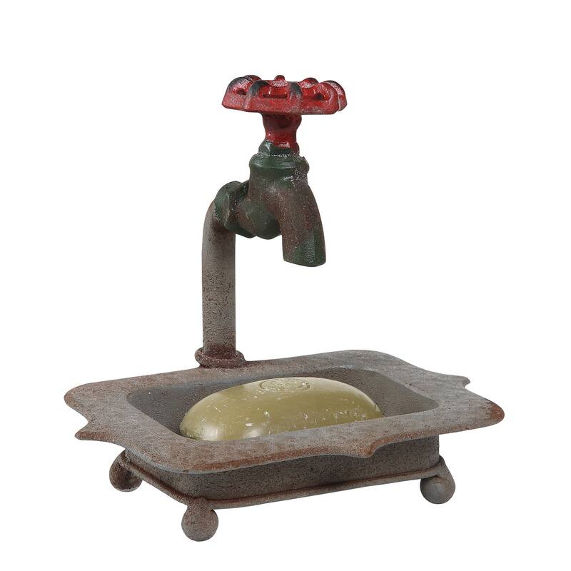 Cast Iron Soap Dish with Miniature Faucet Detail