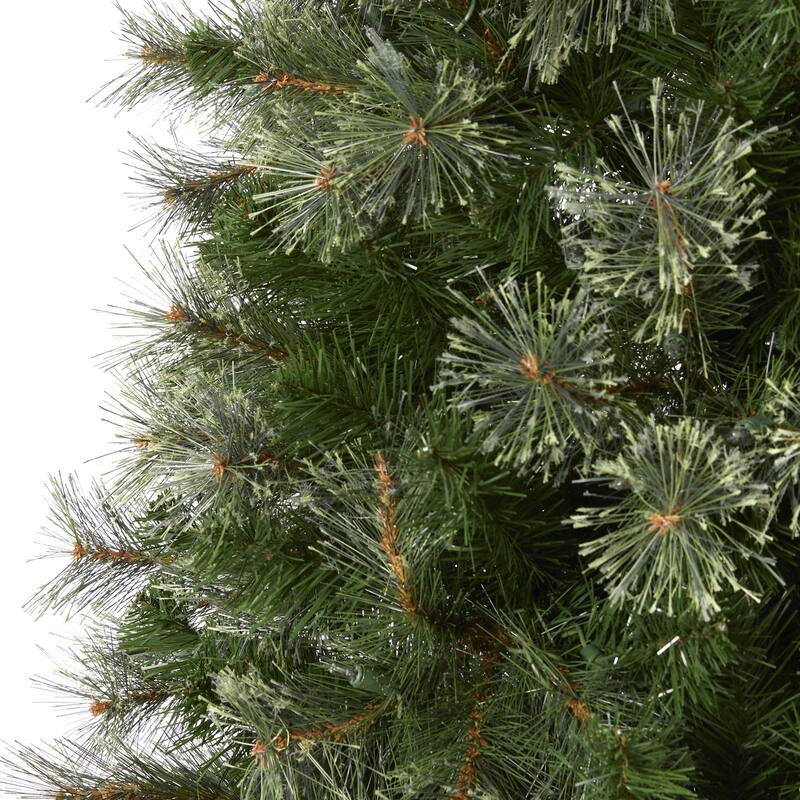 10ft Slim Christmas Tree with Lights - Pencil Artificial Holiday Tree, 750 LED Lights & Stand - Green - 120