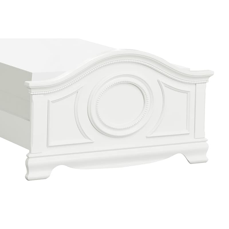 Twin Size Wood Panel Bed with Traditional Design and Bead Molding Detailing