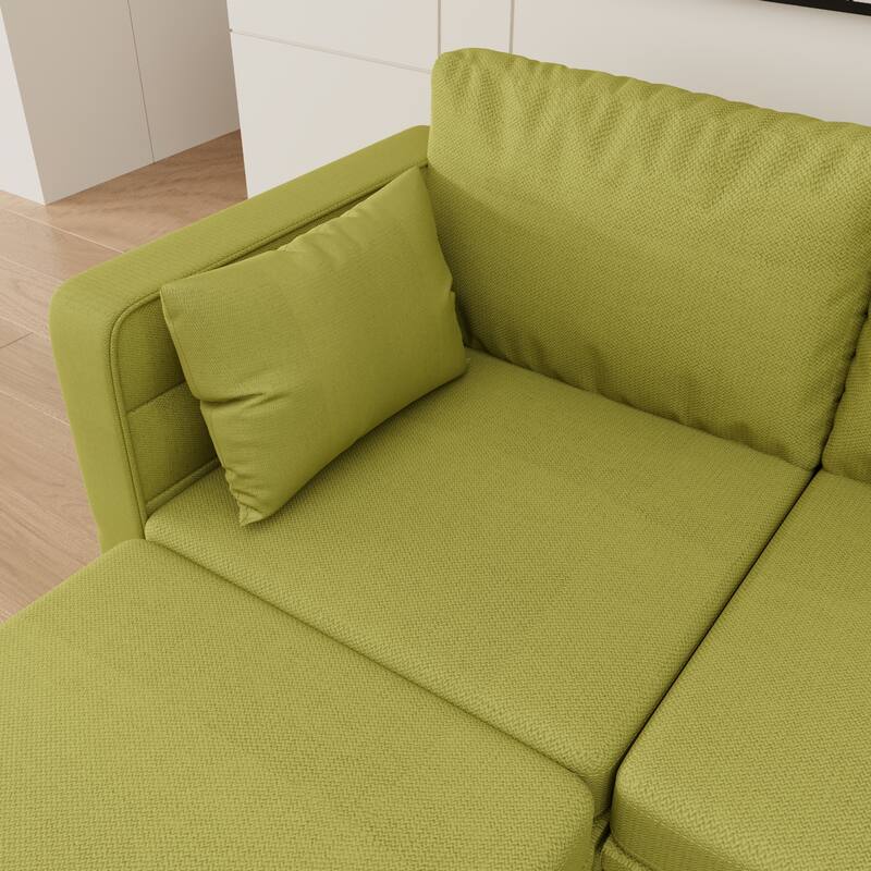 6-Seat U-Shaped Modular Reversible Sectional Sofa with Storage Ottoman