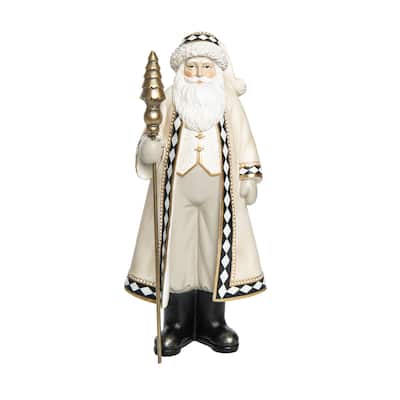 Transpac Resin 16 in. Multicolor Christmas Neutral Glam Santa Decor