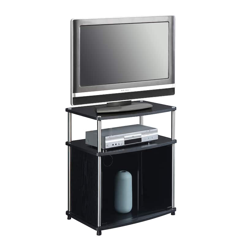 Convenience Concepts Designs2Go TV Stand with Black Glass Storage Cabinet and Shelf for TVs up to 26 Inches