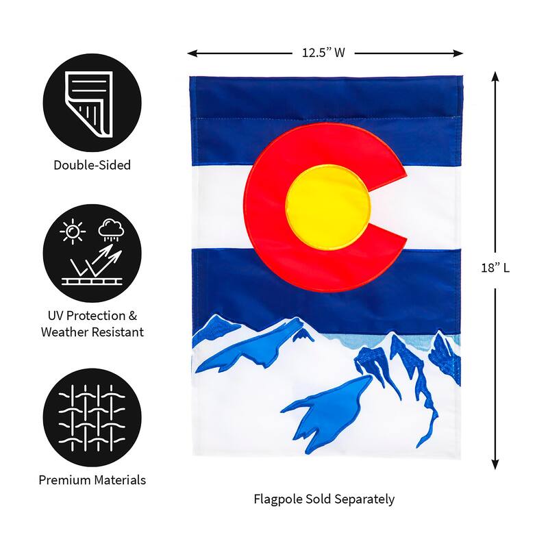 12.5 in. x 18 in. Colorado State Garden Applique Flag